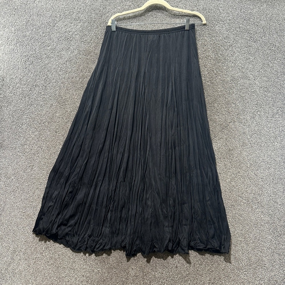 Basic Editions Pleated Maxi Skirt Medium Pull On Witchy Goth Flowy Comfort